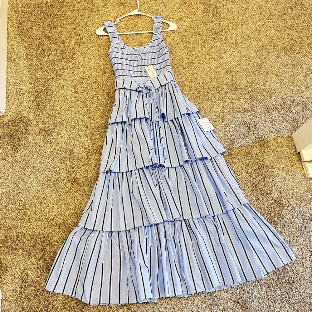 Petal & Pup Waverly Maxi Dress in Blue Stripe with Smocked Bodice Sz. XS - Picture 2 of 10